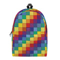 Rainbow Patchwork Pattern Print School Backpack