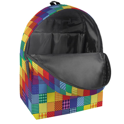 Rainbow Patchwork Pattern Print Backpack