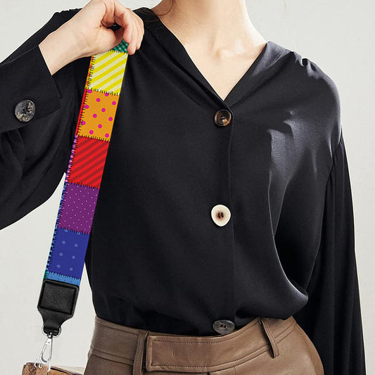Rainbow Patchwork Pattern Print Bag Strap