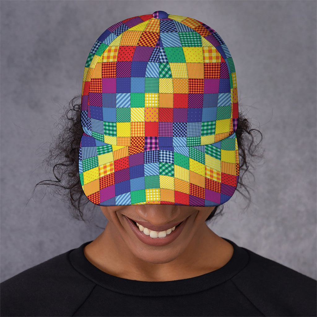 Rainbow Patchwork Pattern Print Baseball Cap