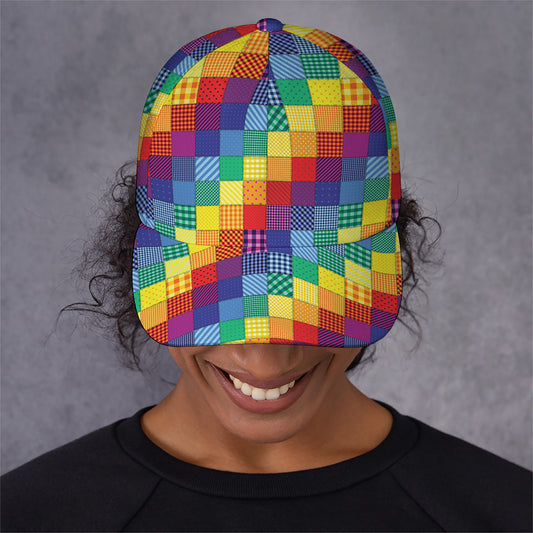 Rainbow Patchwork Pattern Print Baseball Cap