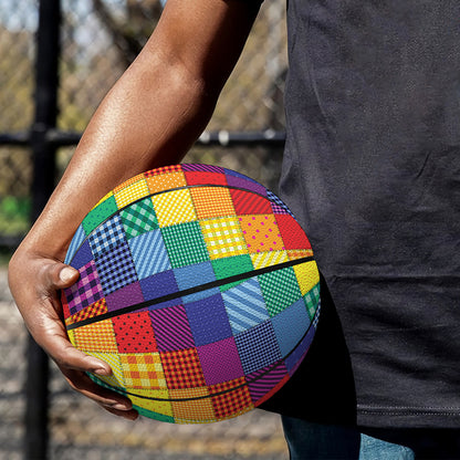 Rainbow Patchwork Pattern Print Basketball