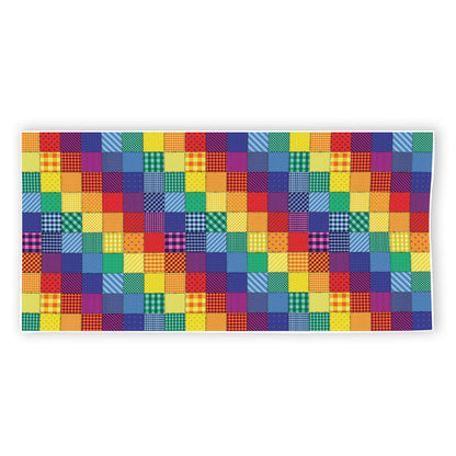 Rainbow Patchwork Pattern Print Beach Towel