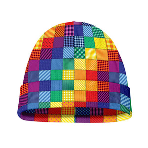 Rainbow Patchwork Pattern Print Beanie