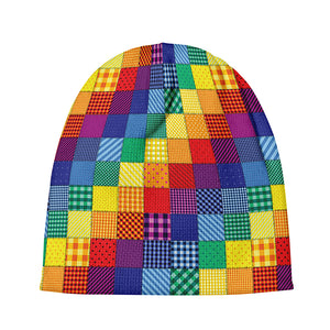 Rainbow Patchwork Pattern Print Beanie