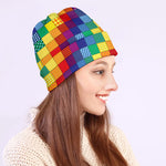 Rainbow Patchwork Pattern Print Beanie