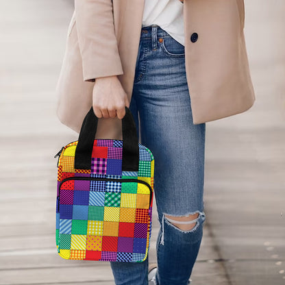 Rainbow Patchwork Pattern Print Bible Tote Bag