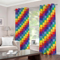 Rainbow Patchwork Pattern Print Dimout Grommet Curtains