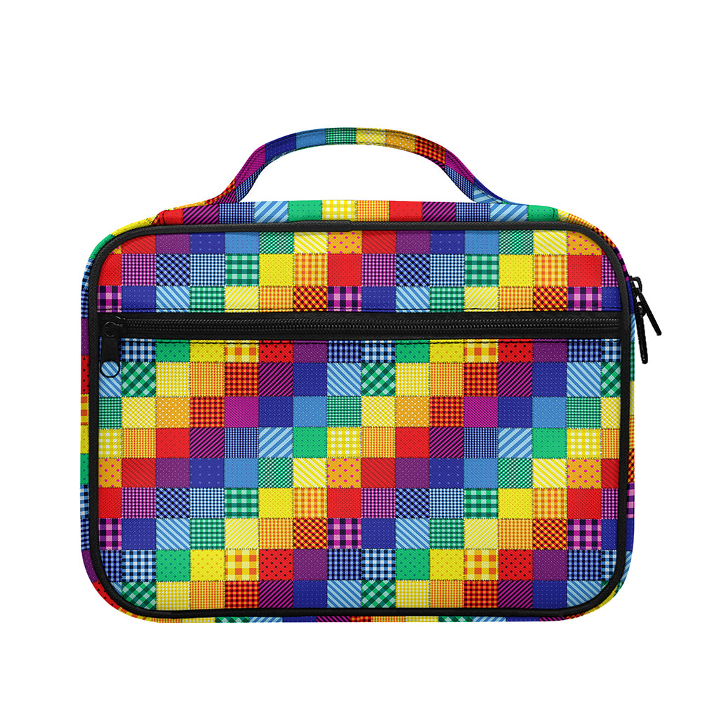 Rainbow Patchwork Pattern Print Briefcase Bible Bag