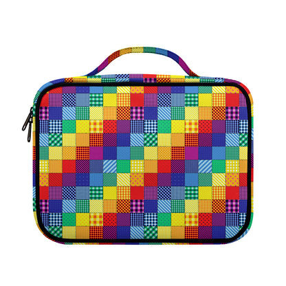 Rainbow Patchwork Pattern Print Briefcase Bible Bag