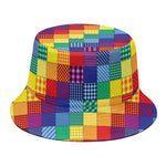 Rainbow Patchwork Pattern Print Bucket Hat