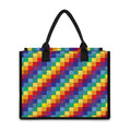 Rainbow Patchwork Pattern Print Canvas Tote Bag