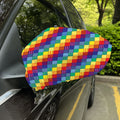 Rainbow Patchwork Pattern Print Car Side Mirror Covers