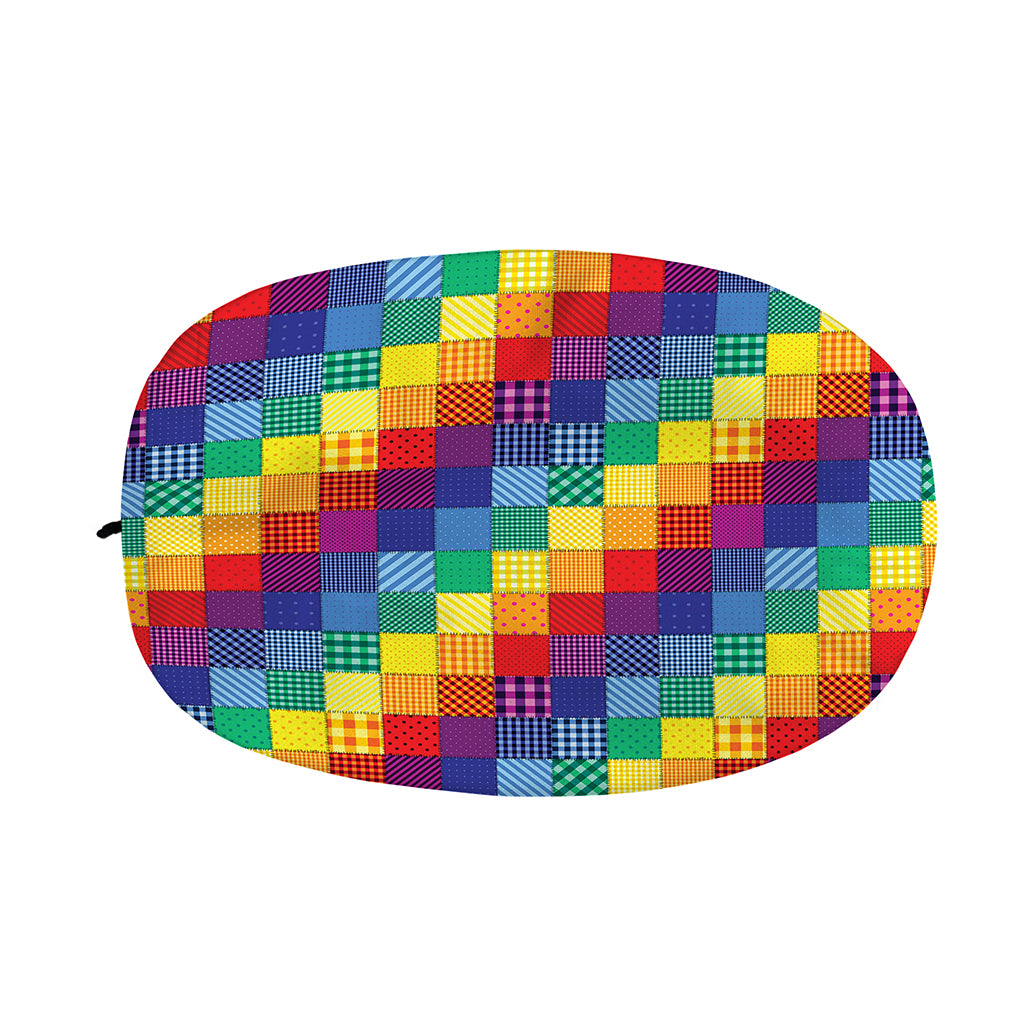 Rainbow Patchwork Pattern Print Car Side Mirror Covers