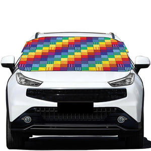 Rainbow Patchwork Pattern Print Car Windshield Snow Cover