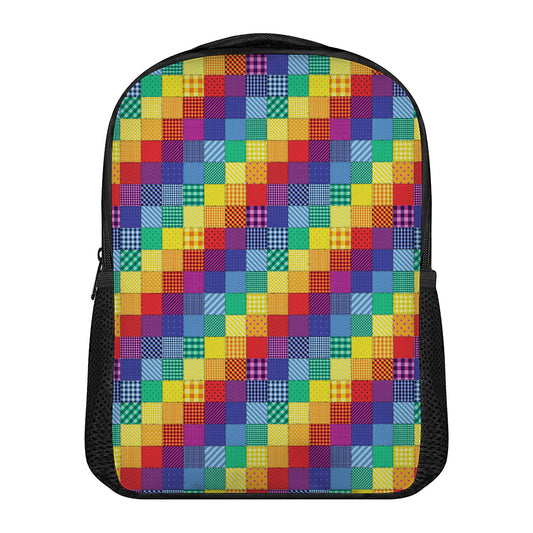 Rainbow Patchwork Pattern Print Casual Backpack