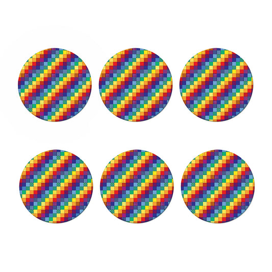 Rainbow Patchwork Pattern Print Coaster Set