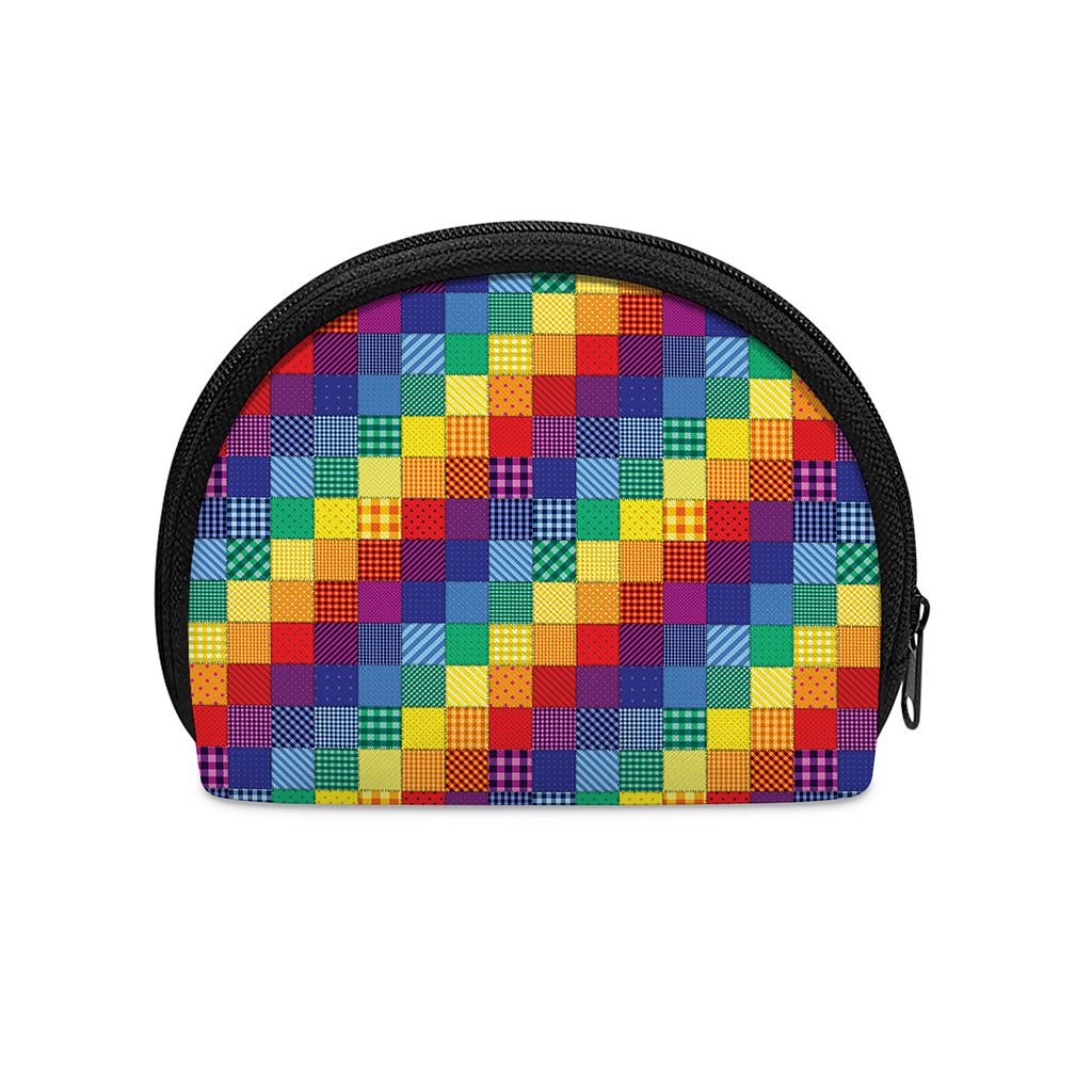 Rainbow Patchwork Pattern Print Coin Purse