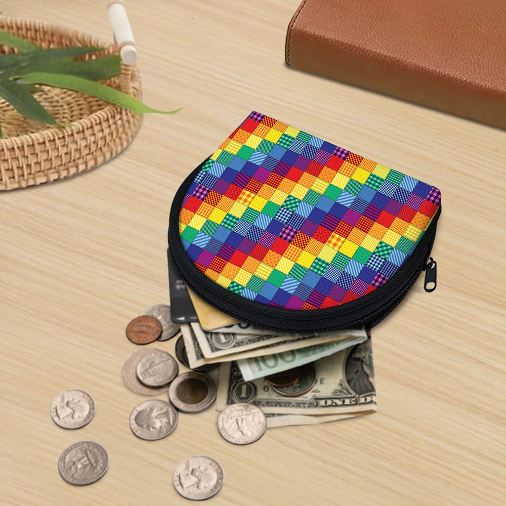 Rainbow Patchwork Pattern Print Coin Purse