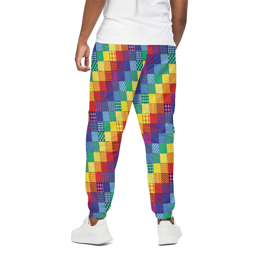 Rainbow Patchwork Pattern Print Cotton Pants