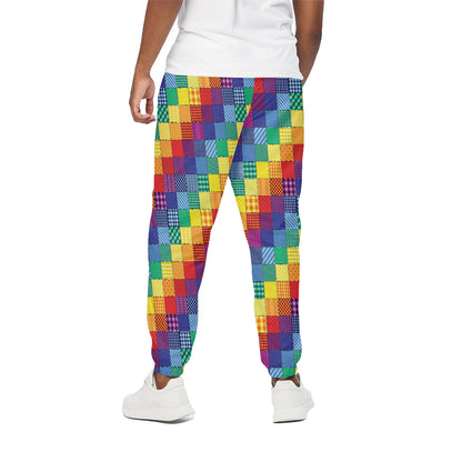 Rainbow Patchwork Pattern Print Cotton Pants