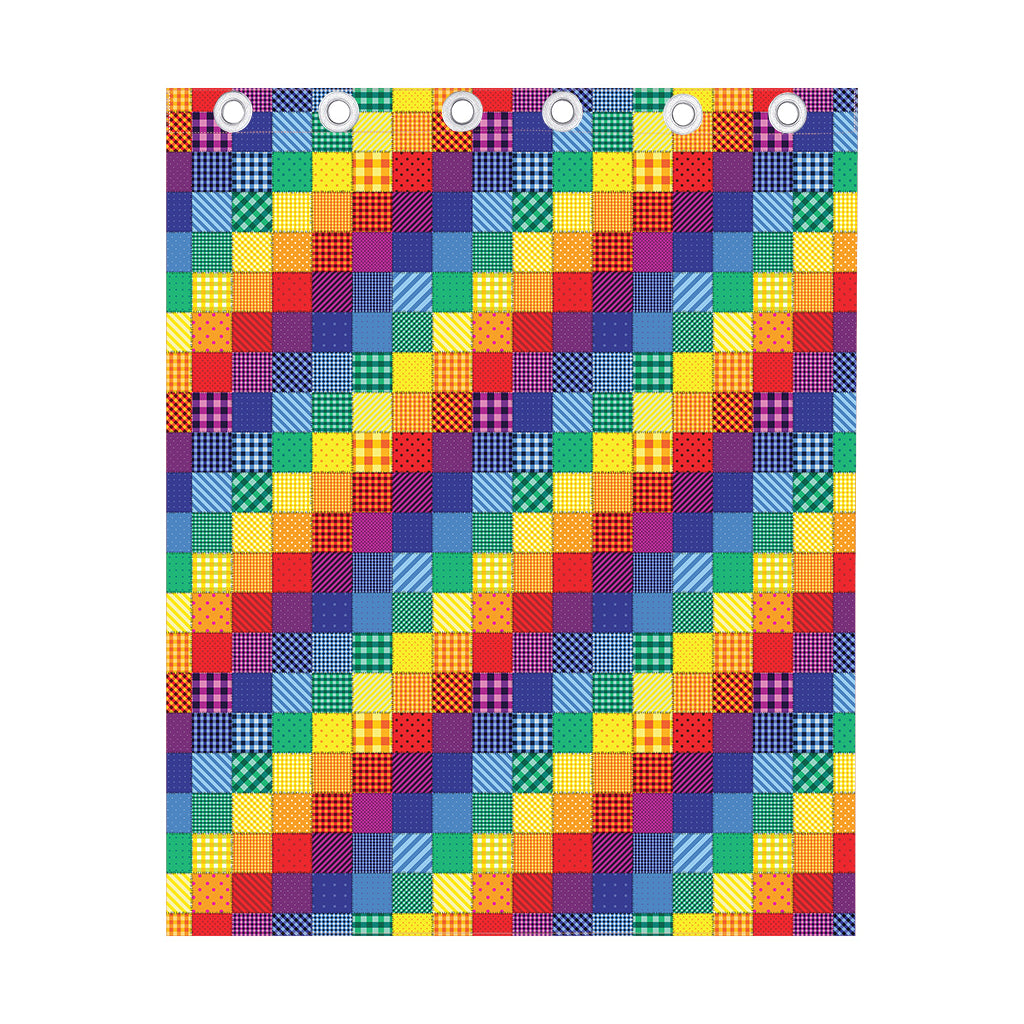 Rainbow Patchwork Pattern Print Curtain