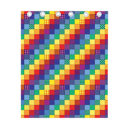 Rainbow Patchwork Pattern Print Curtain