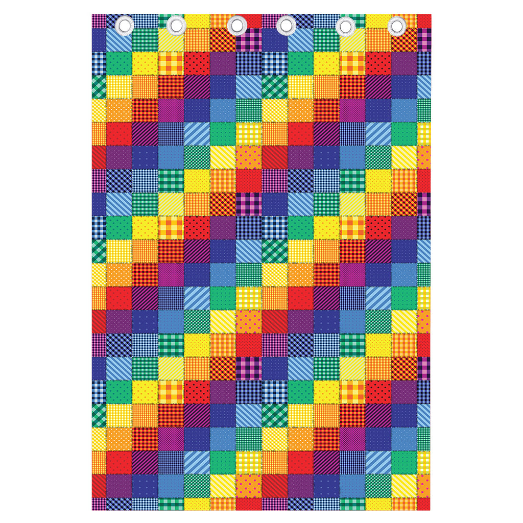 Rainbow Patchwork Pattern Print Curtain