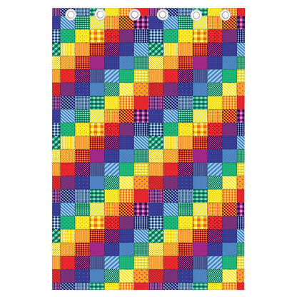 Rainbow Patchwork Pattern Print Curtain