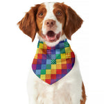 Rainbow Patchwork Pattern Print Dog Bandana
