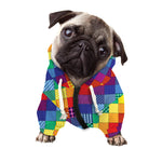 Rainbow Patchwork Pattern Print Dog Zip Up Hoodie