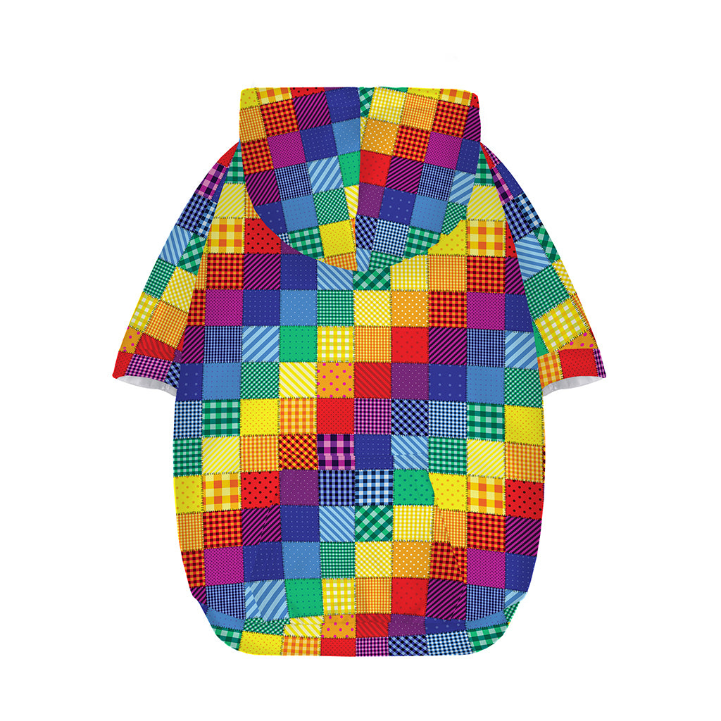 Rainbow Patchwork Pattern Print Dog Zip Up Hoodie