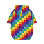 Rainbow Patchwork Pattern Print Dog Zip Up Hoodie