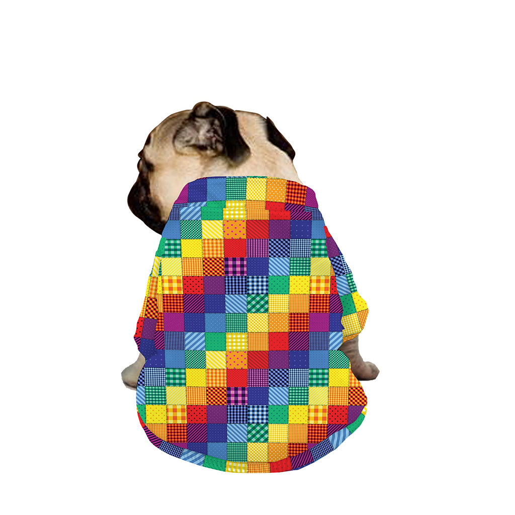 Rainbow Patchwork Pattern Print Dog Zip Up Jacket