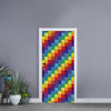 Rainbow Patchwork Pattern Print Door Sticker