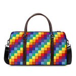 Rainbow Patchwork Pattern Print Duffle Bag