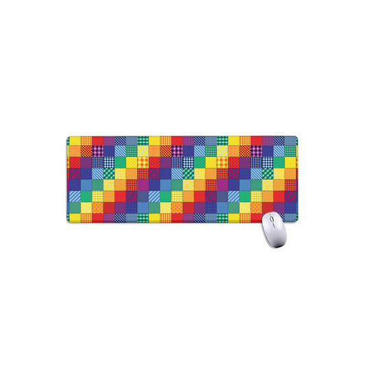 Rainbow Patchwork Pattern Print Extended Mouse Pad