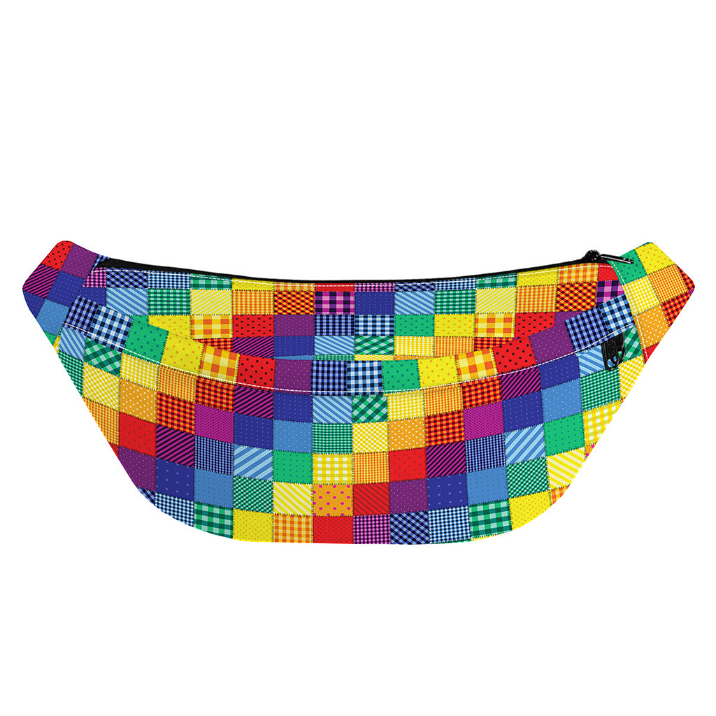 Rainbow Patchwork Pattern Print Fanny Pack