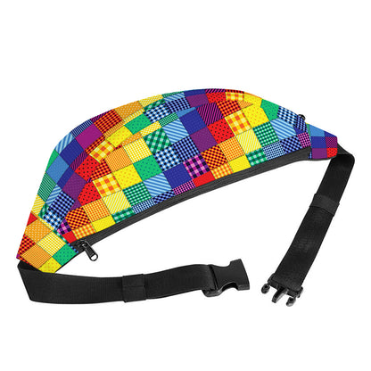 Rainbow Patchwork Pattern Print Fanny Pack