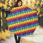 Rainbow Patchwork Pattern Print Foldable Umbrella