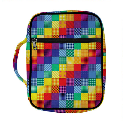 Rainbow Patchwork Pattern Print Front Pocket Bible Bag