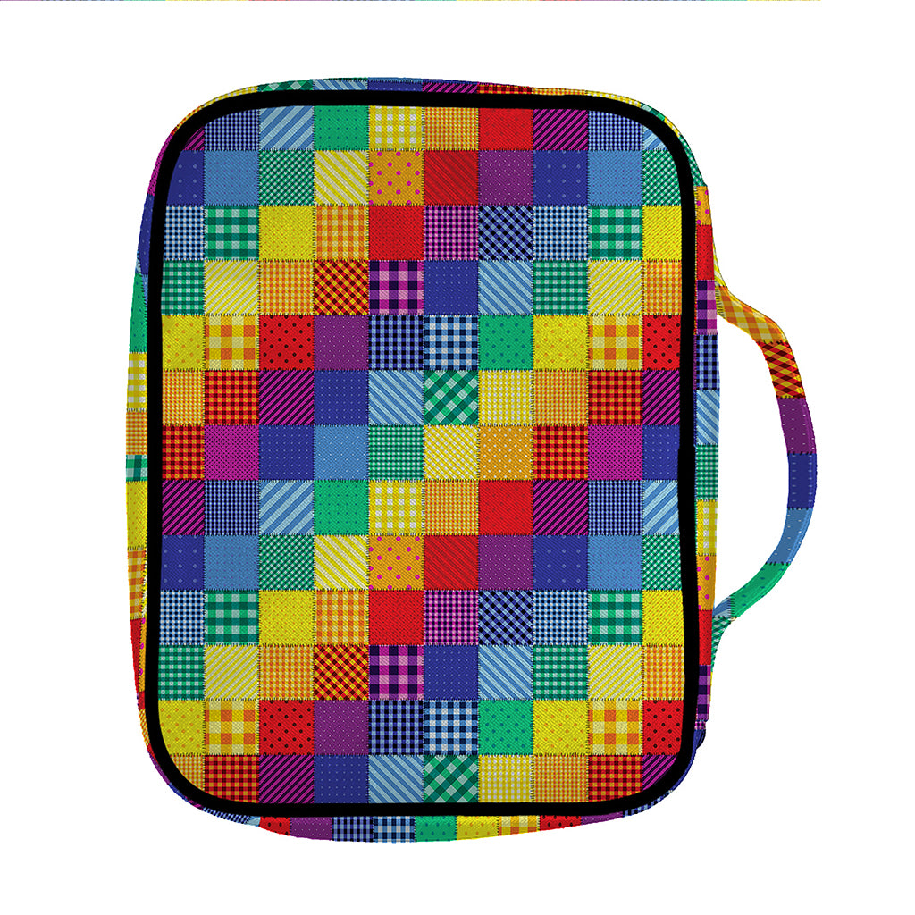 Rainbow Patchwork Pattern Print Front Pocket Bible Bag