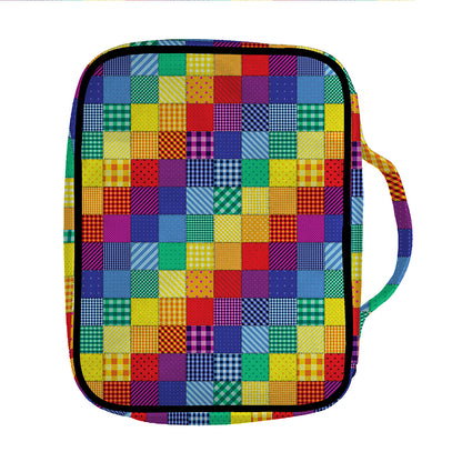 Rainbow Patchwork Pattern Print Front Pocket Bible Bag
