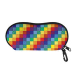 Rainbow Patchwork Pattern Print Glasses Case
