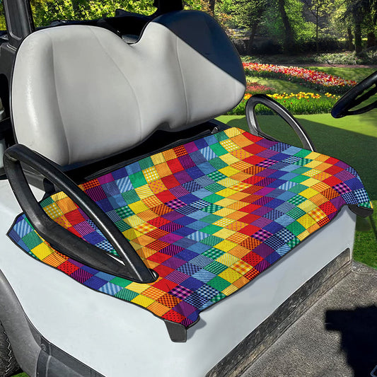 Rainbow Patchwork Pattern Print Golf Cart Seat Cover