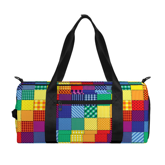 Rainbow Patchwork Pattern Print Gym Bag
