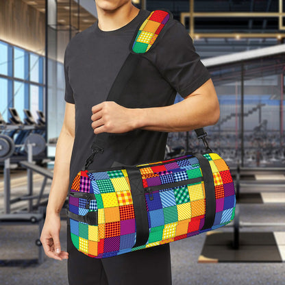 Rainbow Patchwork Pattern Print Gym Bag