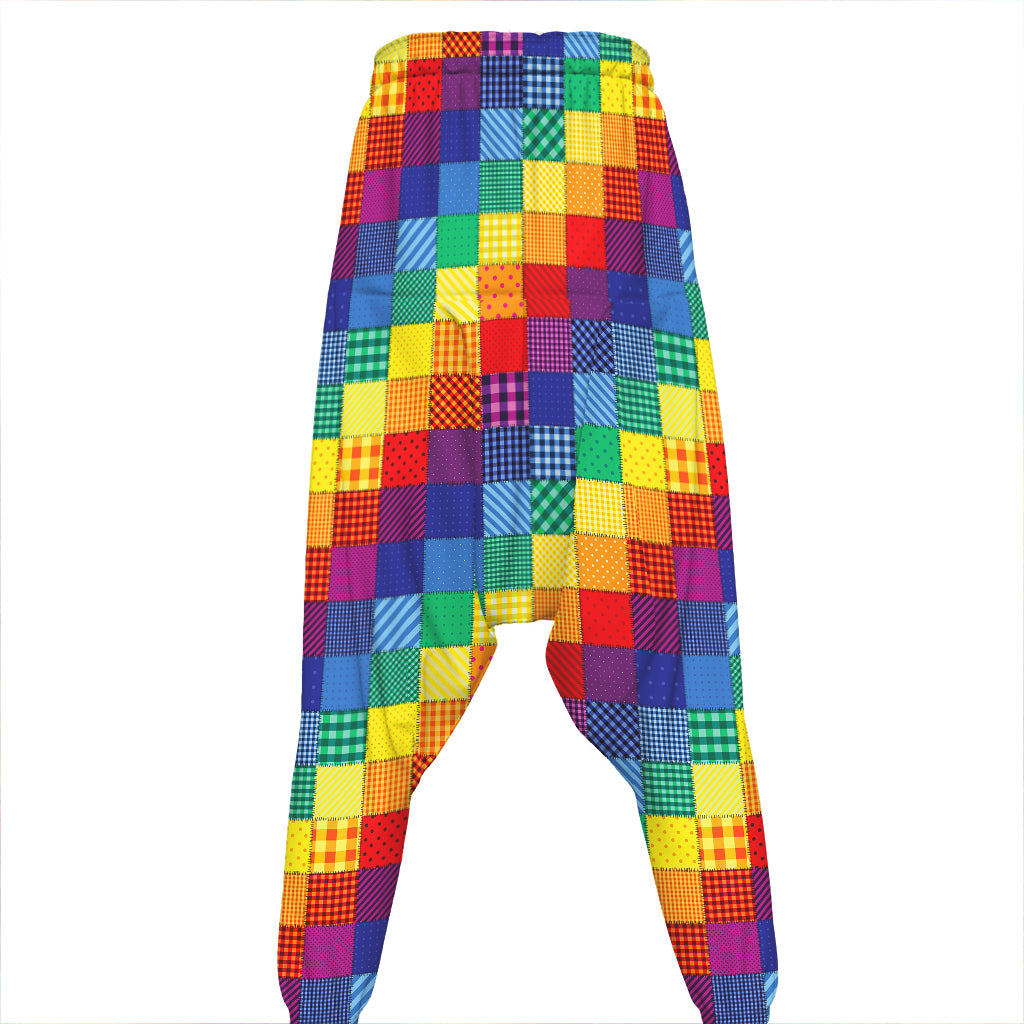 Rainbow Patchwork Pattern Print Hammer Pants