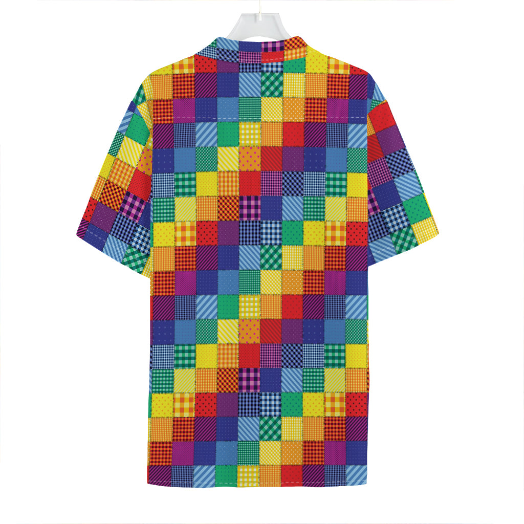 Rainbow Patchwork Pattern Print Hawaiian Shirt