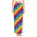 Rainbow Patchwork Pattern Print High Slit Maxi Skirt